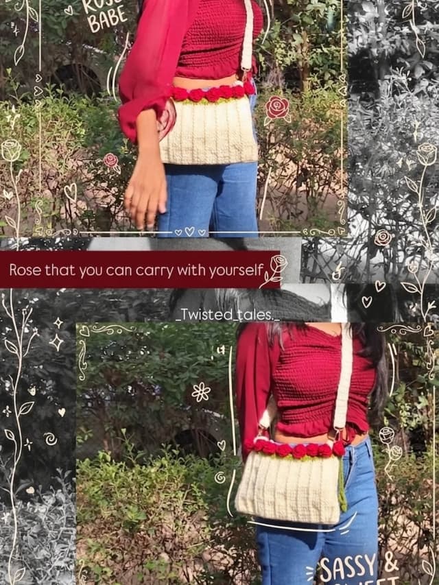 Crochet Rose Sling Bag