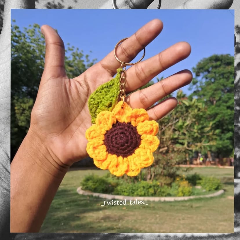Crochet Sunflower Keychain