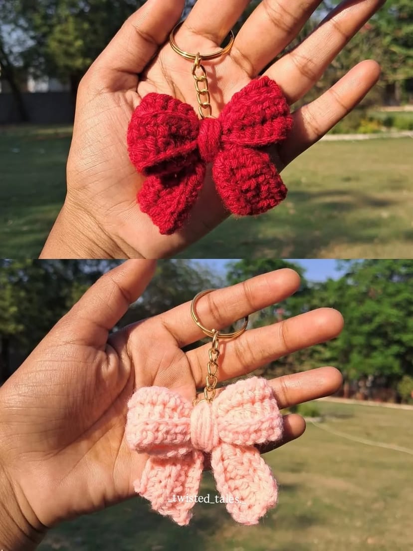 Crochet Mini Bow Keychain